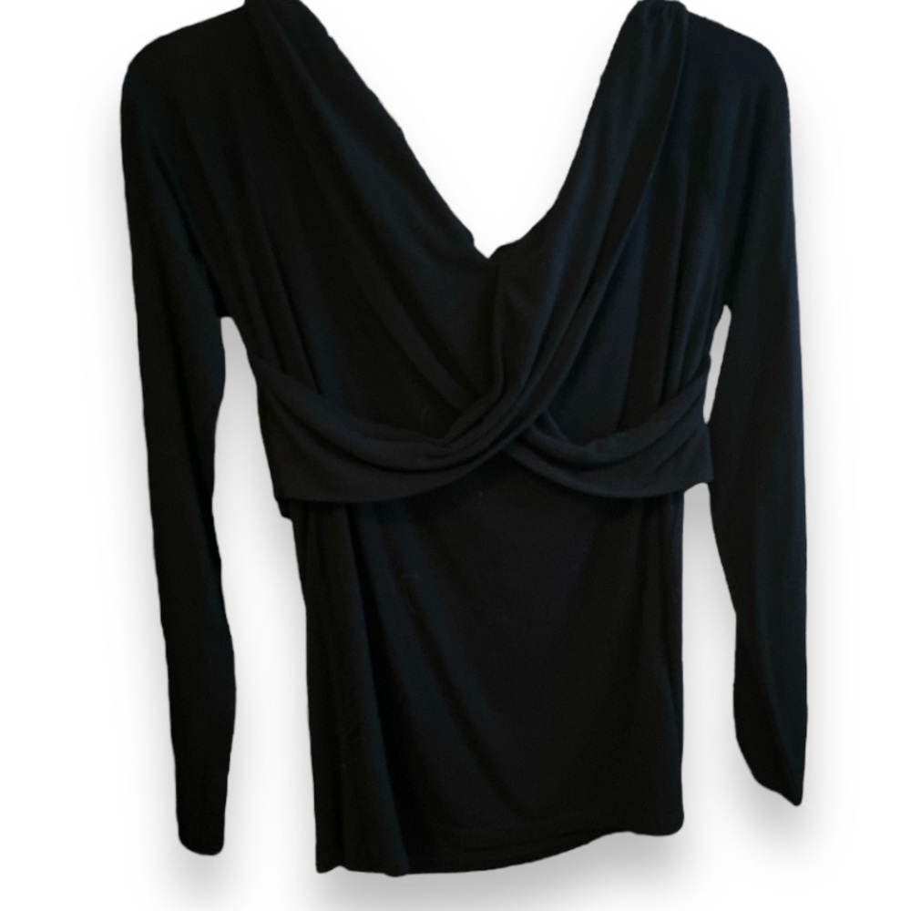 FABLETICS Black Jersey Knit Off Shoulder Switchback Long Sleeve Top X-Large